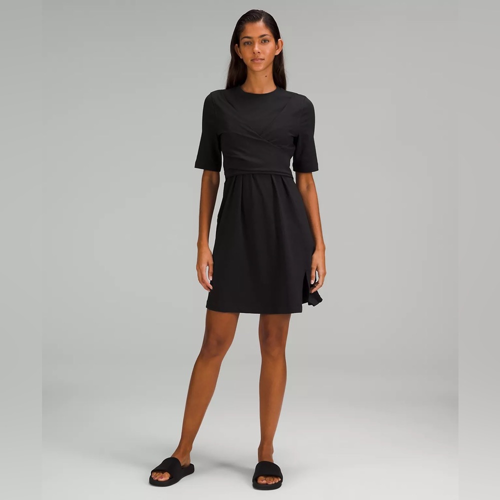 Lululemon Cotton Wrap-Front T-Shirt Dress/ 6size Black /New Item With Tag